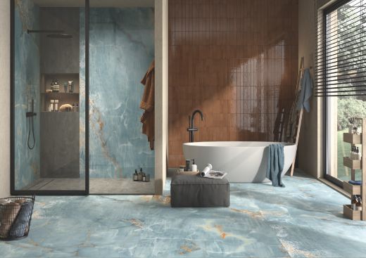 Billede af The Room Onyx Aqua Blue Gold 60x120 cm (RM - Mat)